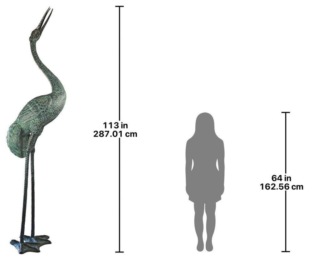Colossal Straight Neck Crane Bronze