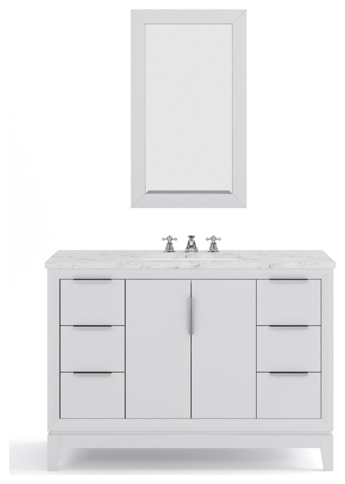 Elizabeth 48" Single Sink Carrara White Marble Vanity, Pure White