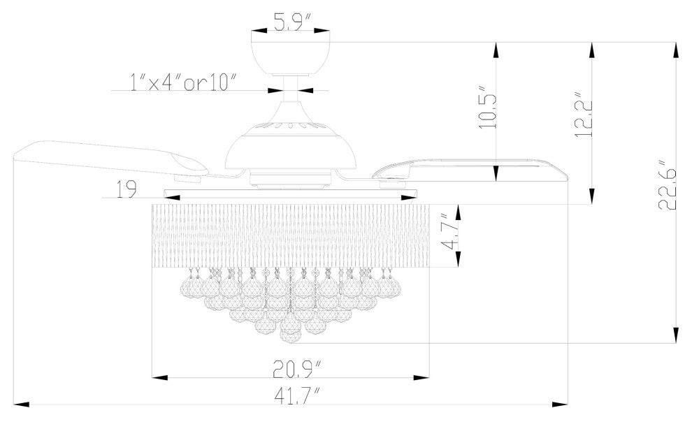 42 in LED Indoor Chrome Smart Crystal Ceiling Fan with Light and Remote