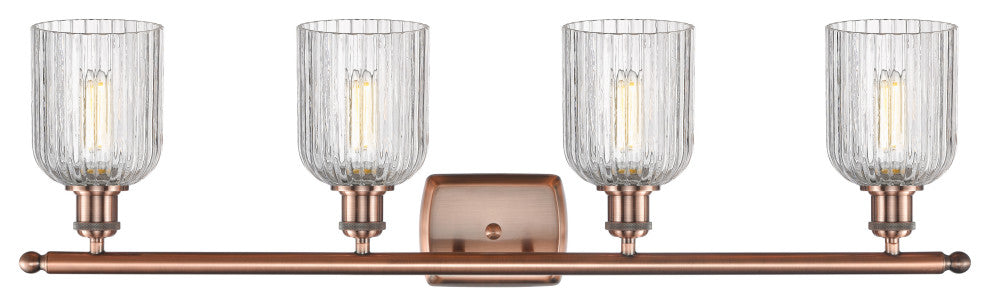 Ballston-Bridal Veil 4-Light 35" Bath Vanity Light, Antique Copper, Clear