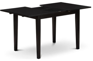 Elegant Rectangle Dining Table with Butterfly Leaf and Tapered Legs, Black