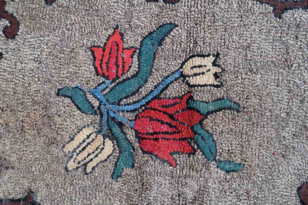 Handmade Antique American Hooked Rug 2'x3.3', 63cmx101cm, 1880s