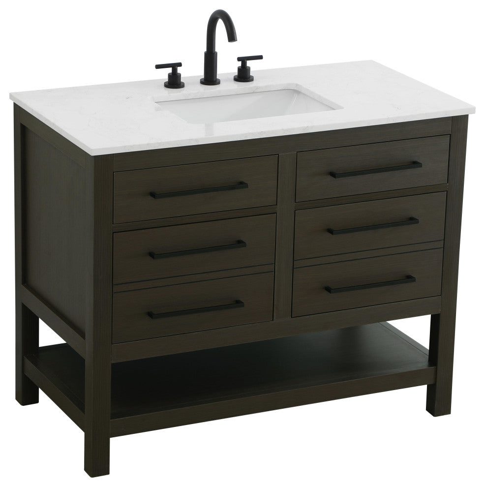 Home Living 42" Single Bathroom Vanity, Mocha Brown