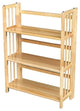 3-Shelf Folding Bookcase Storage Shelves, Natural Wood