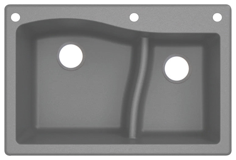Aversa SilQ Granite 33-in. Drop-in Kitchen Sink with 3 BAE Faucet Holes in Grey