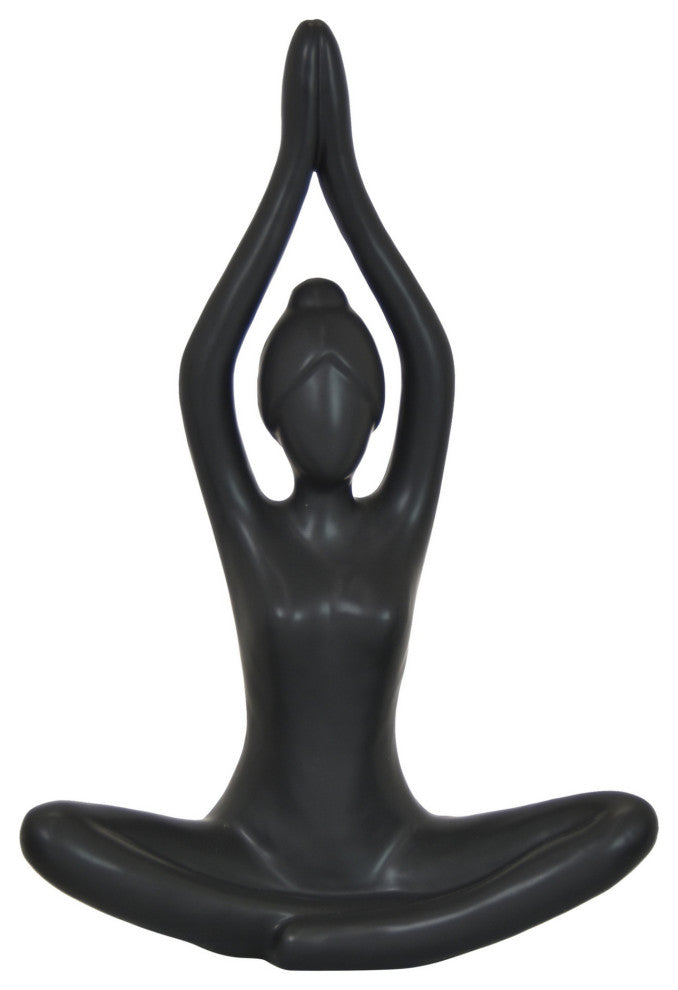 Plutus Brands Yoga Figurine, Black Porcelain
