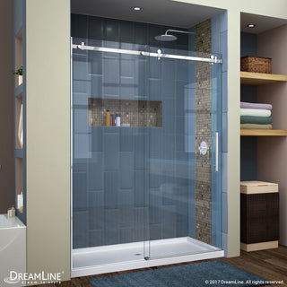 Enigma Air 56-60"Wx76"H Frameless Sliding Shower Door, Brushed Stainless Steel
