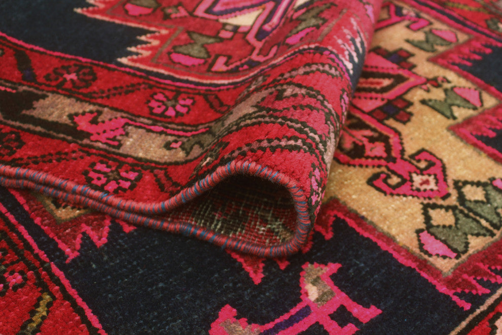 Fine Vintage Distressed Theo Red/Charcoal Runner, 3'5x10'6