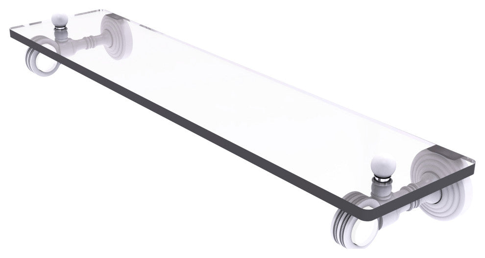 Pacific Grove 22" Glass Shelf with Dotted Accents, Matte White