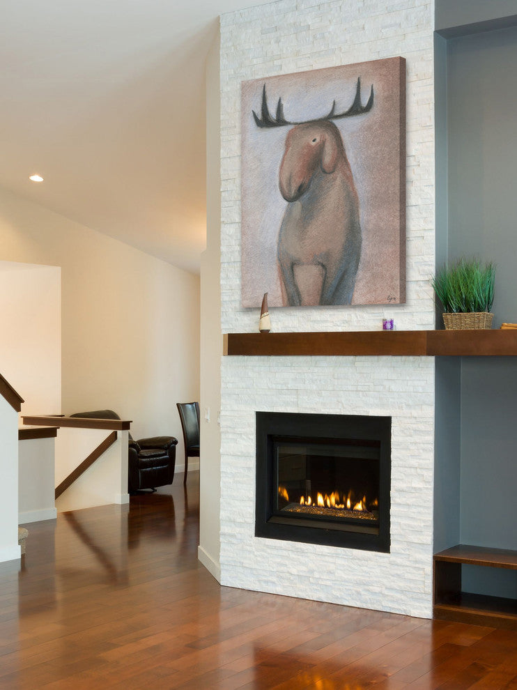 "Happy Moose" Painting Print on Wrapped Canvas, 30"x45"