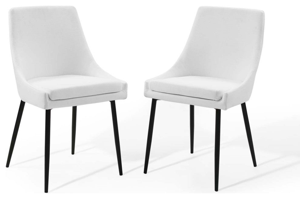 Viscount Upholstered Fabric Dining Chairs - Set of 2 EEI-3809-BLK-WHI