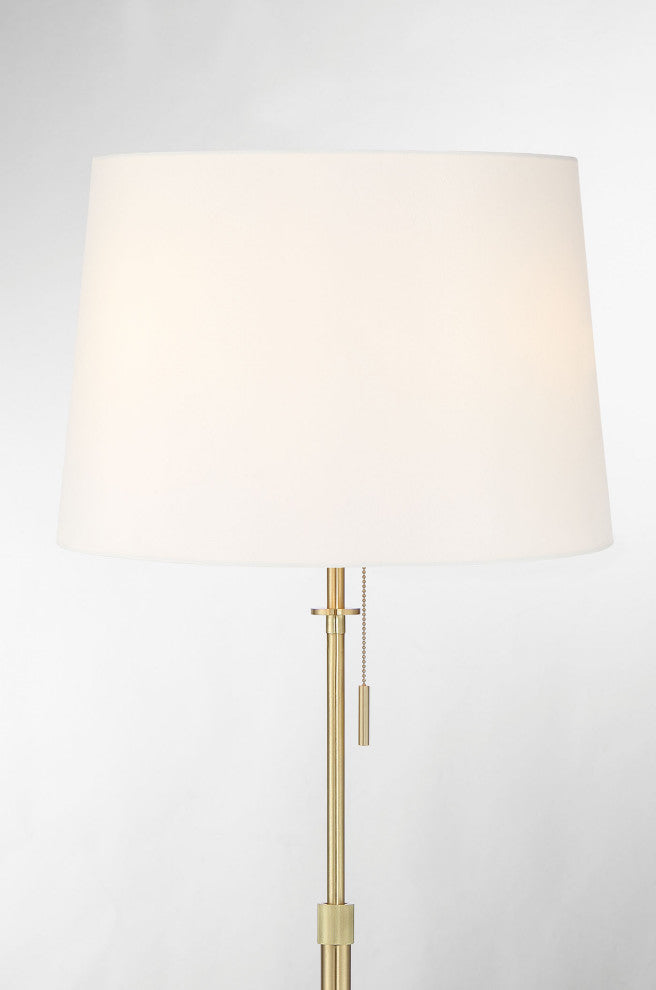 X3 Floor Lamp, Satin Brass, White Shade