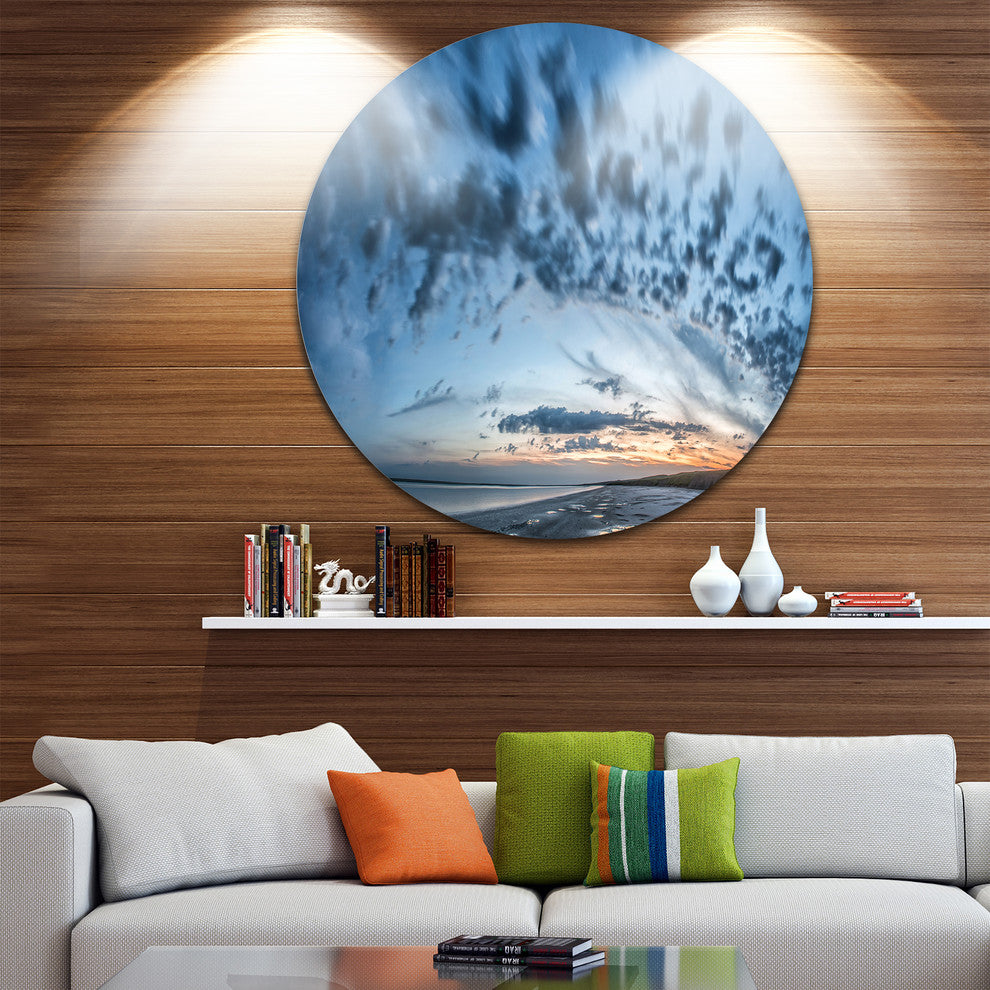 Manych Rissua Lake Panorama, Landscape Round Metal Wall Art, 11"