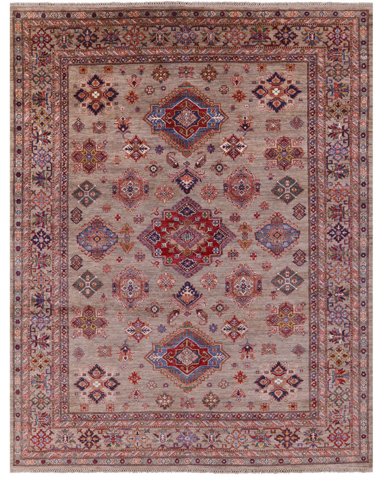 8' 0" X 10' 0" Super Kazak Handmade Wool Rug Q7692