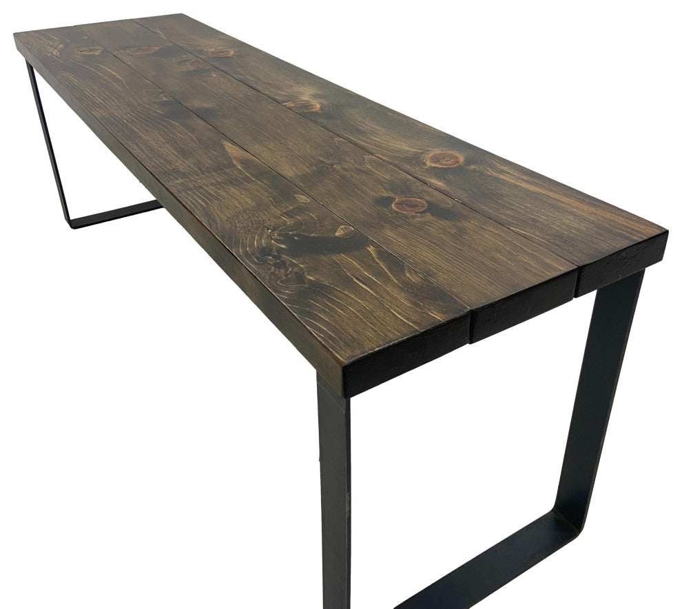 Bedroom or Entryway Bench, Heavy Duty Industrial Metal Legs, Dark Brown, Length 36", Fits Twin Bed