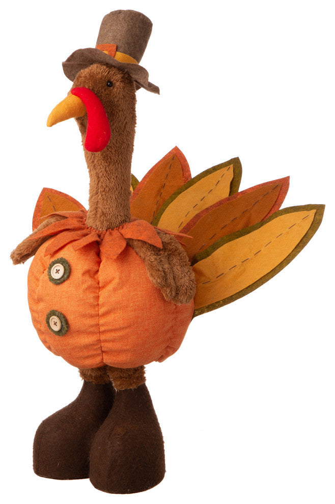 24-37" Fabric Turkey Standing Decor With Telescoping Legs