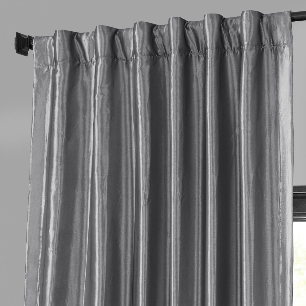 Platinum Blackout FauxSilk Taffeta Curtain Single Panel, 50"x120"