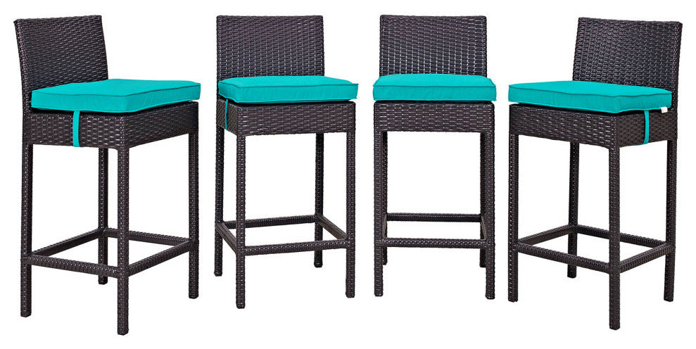 Espresso Turquoise Convene 4 Piece Outdoor Patio Pub Set