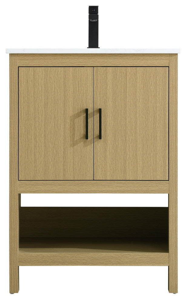 Home Living 24" Single Bathroom Vanity, Honey Brown