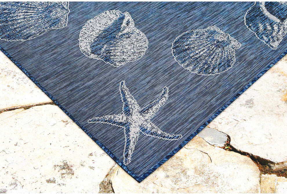Carmel Shells Indoor/Outdoor Rug, Navy, 6'6"x9'3"
