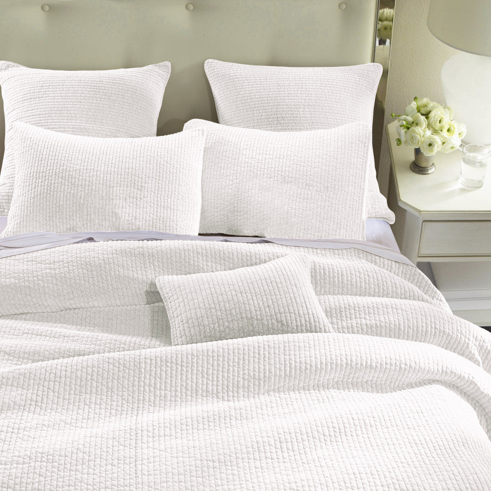 Stonewashed Cotton Velvet Quilt Set, Full/Queen, Vintage White, 3 Piece