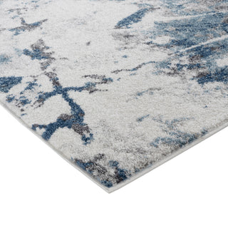 Clifton Abstract Ivory Blue Power-Loom Area Rug 5'3" x 7'6"