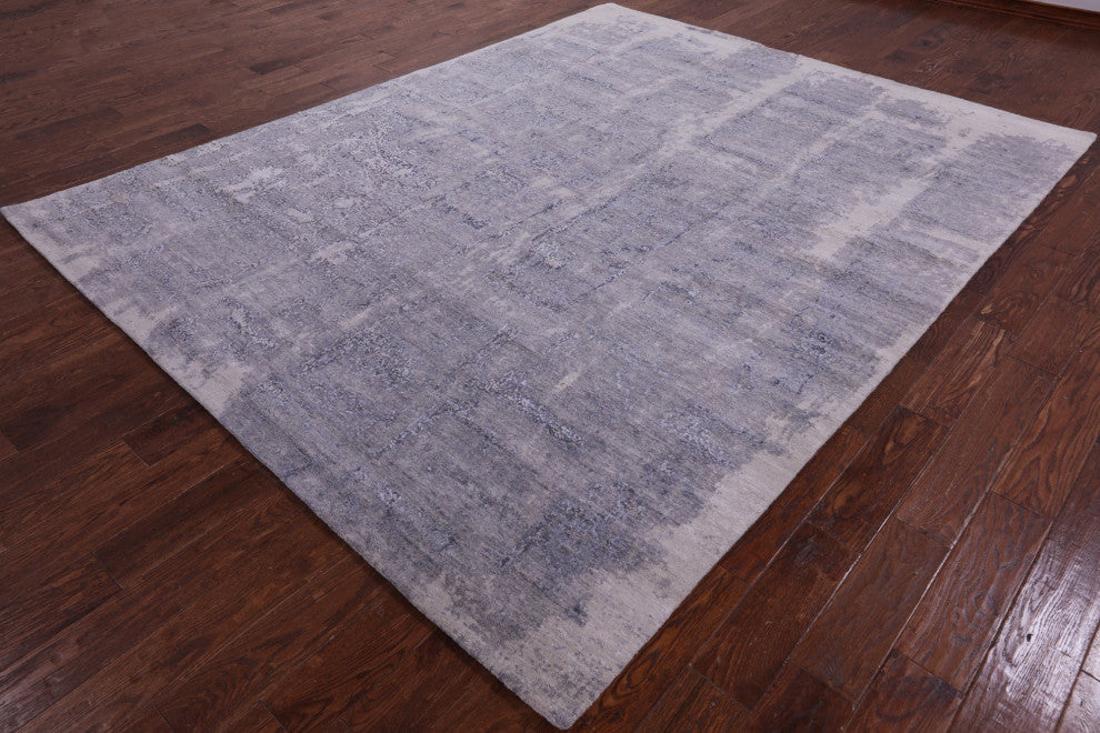 7' 10" X 10' 0" Hand-Knotted Abstract Wool & Silk Rug - Q13091
