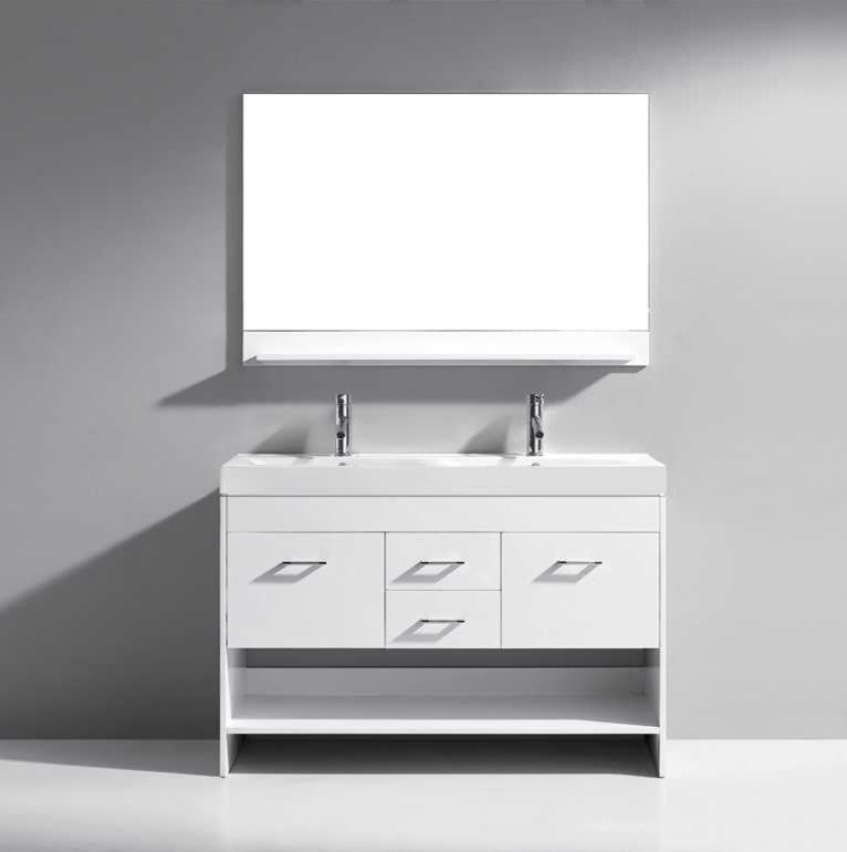 Gloria 48" Double Bathroom Vanity Set, White, Polished Chrome Faucet