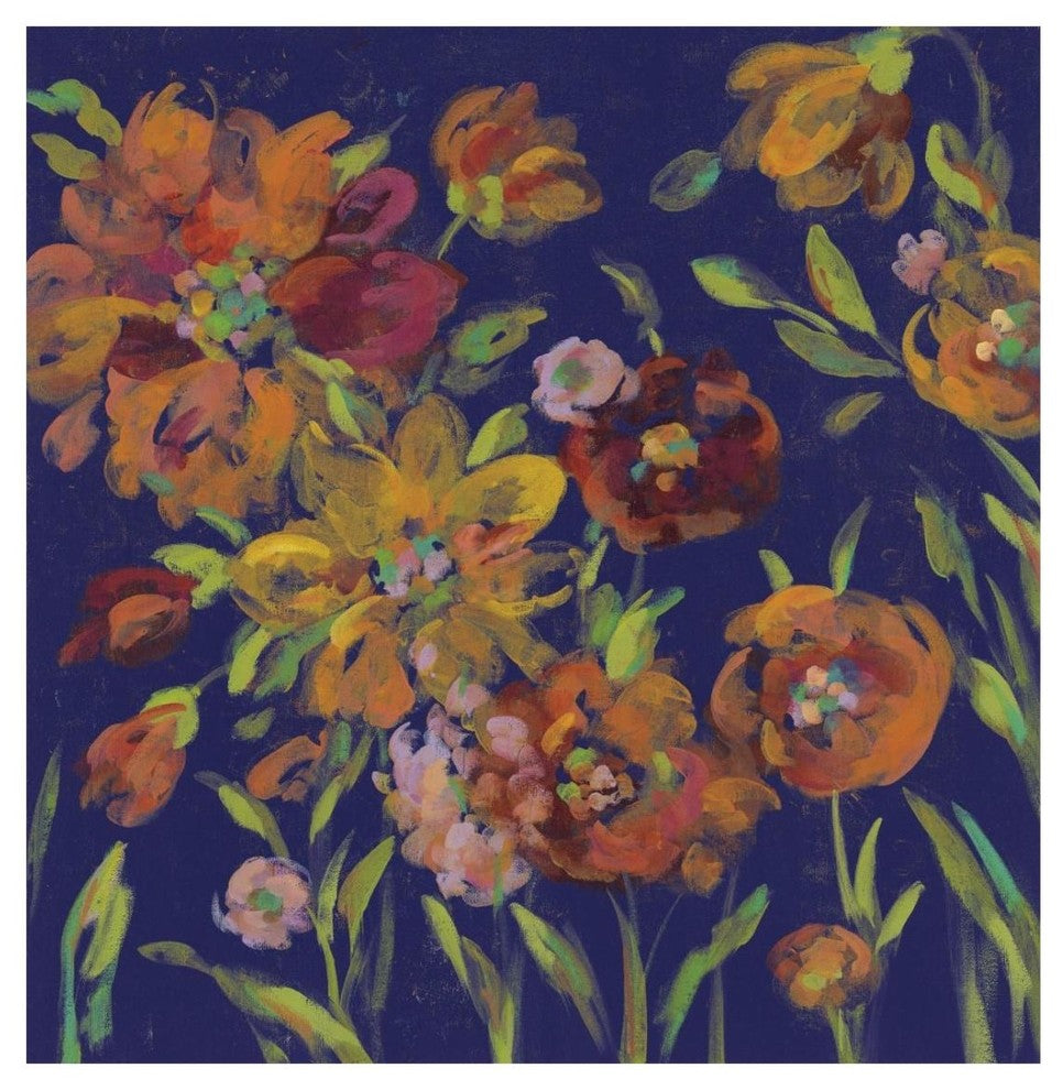 "July Garden Trio III Indigo" Digital Paper Print by Silvia Vassileva, 26"x26"