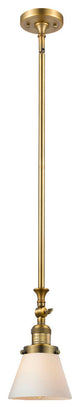 1-Light Small Cone 6" Pendant, Brushed Brass, Glass: Matte White Cased