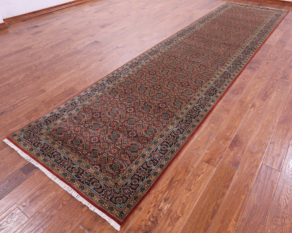 Persian Hill Herati Handmade Wool Runner Rug 3' 11" X 16' 2" - Q13163
