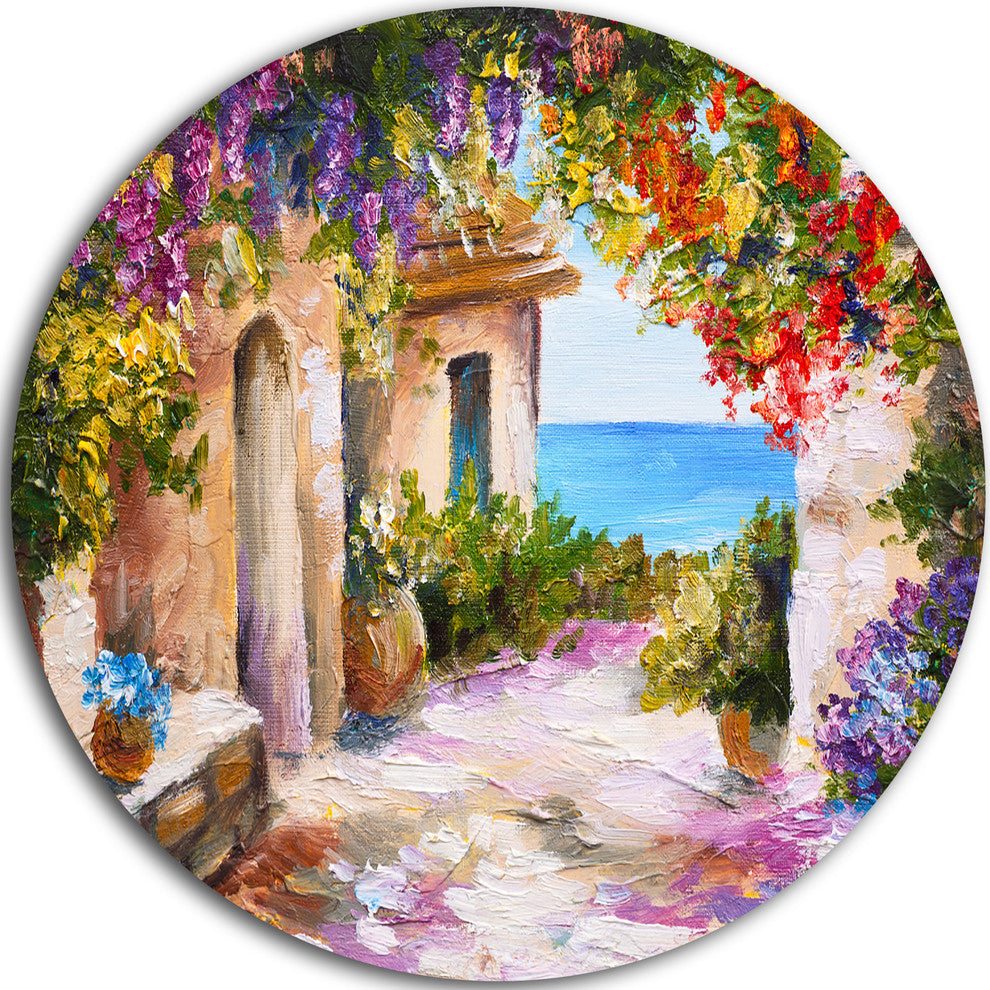 Summer Seascape, Landscape Large Disc Metal Wall Art, 11"