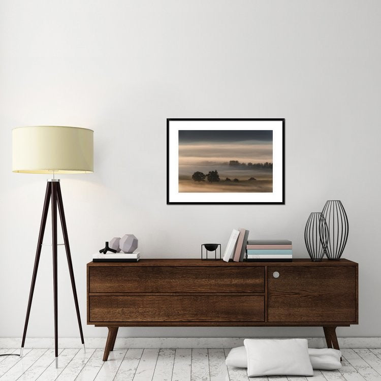 "Dense Fog Over The Moos" Framed Digital Print by Nina Pauli, 38"x28"