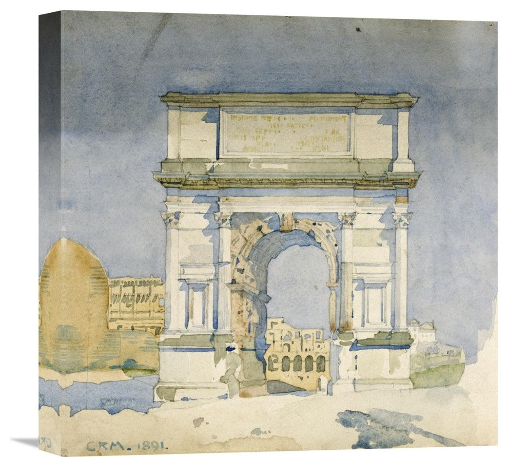 "Rome, Arch of Titus" Canvas Giclee by Charles Rennie Mackintosh, 16"x16"