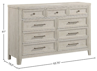Carlson Pine 9-Drawer Dresser, Washed Linen