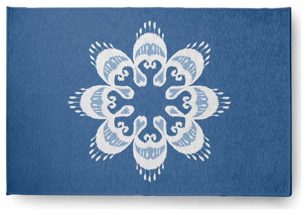 Ikat Mandala Chenille Rug, Blue, 4'x6'