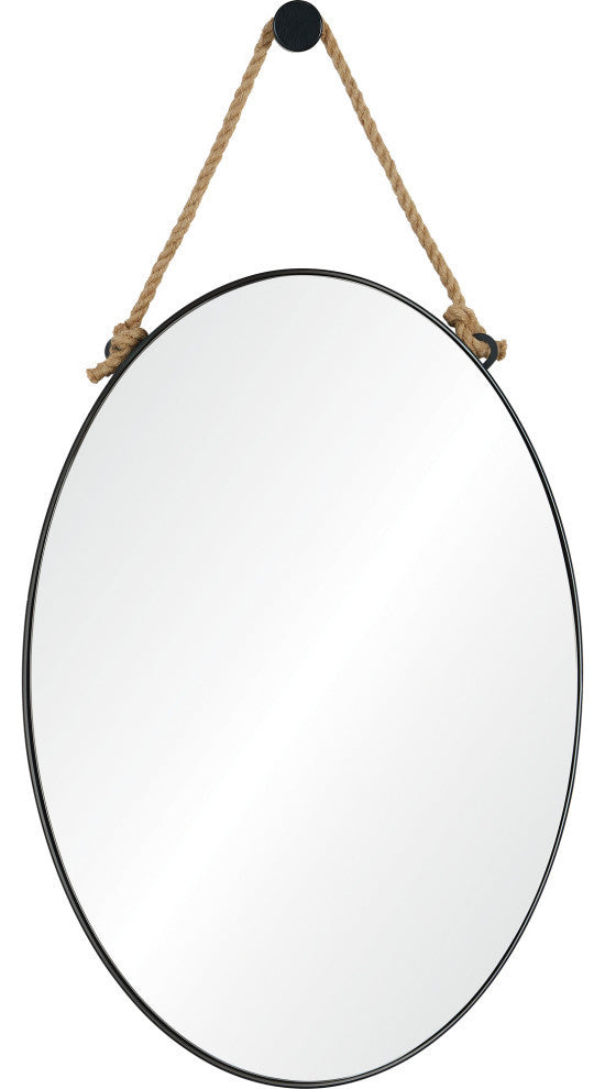 Parbuckle Oval Modern Wall Mirror With decorative Hemp Rope and Hook