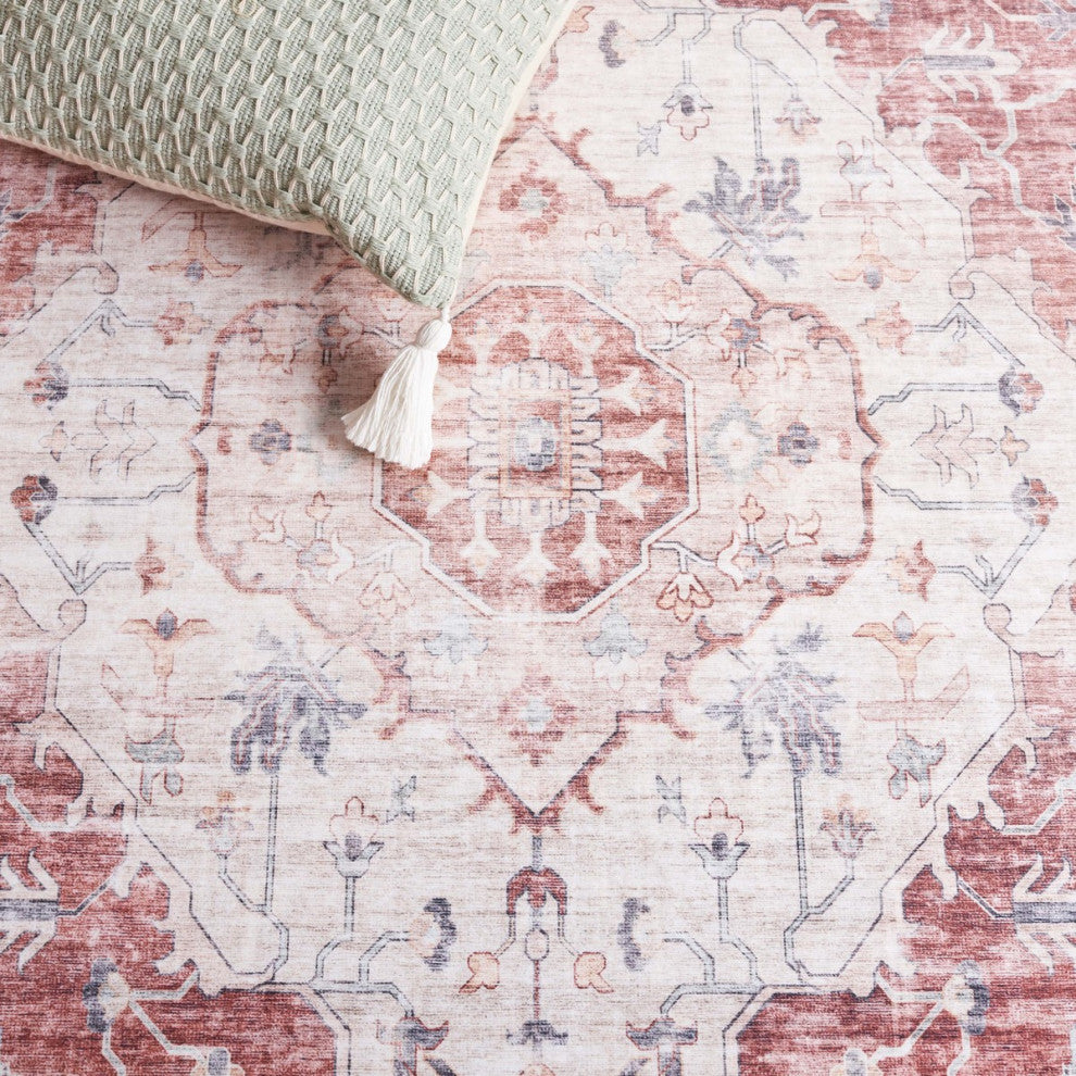 Safavieh Arizona Machine-Washable Collection ARZ517 Rug, Light Red/Beige, 5'x8'