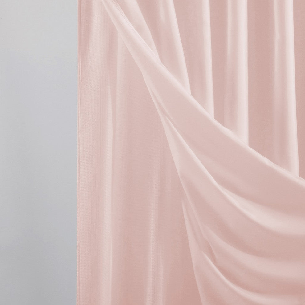 Blush Sheer and Grid Shower Curtain and Liner Set