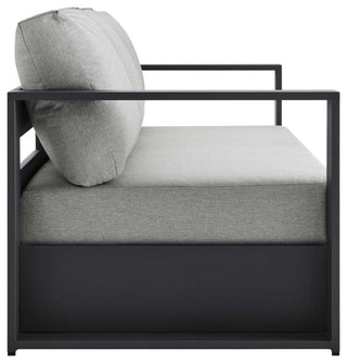 Pemberly Row Modern Powder-Coated Aluminum/Fabric Outdoor Sofa in Gray