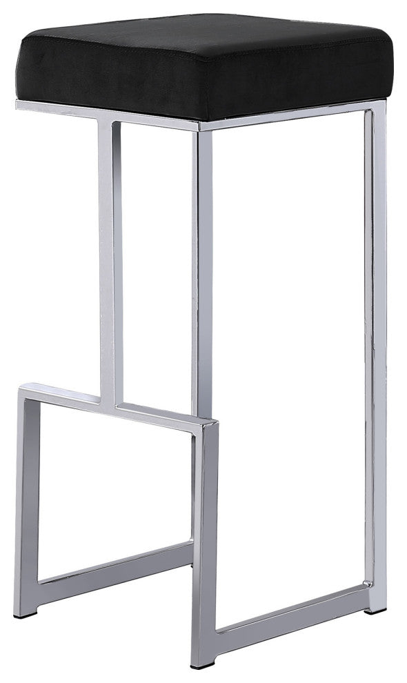 Jakob Backless 31" Bar Stool, Stainless Steel, Set of 2, Velvet Black