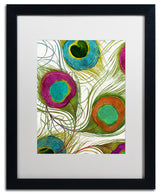 Color Bakery 'Peacock Feathers II' Art, Black Frame, White Matte, 16"x20"