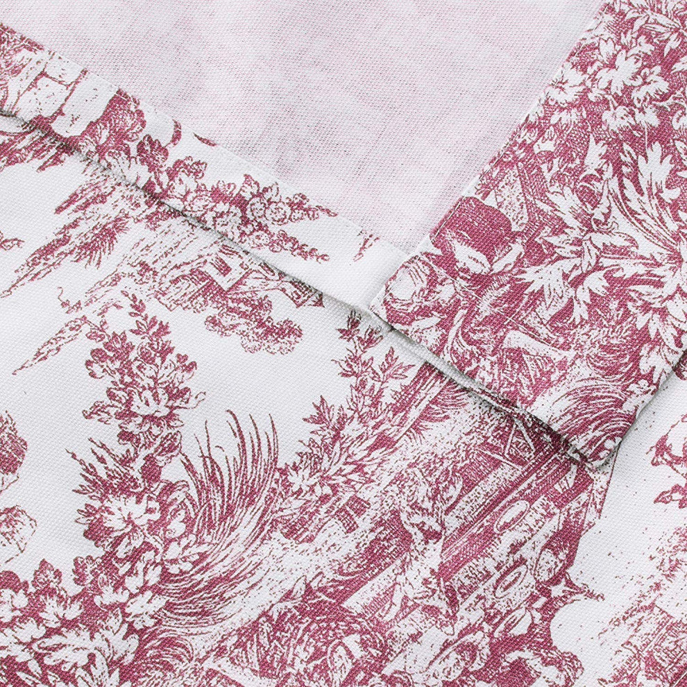 Ellis Curtain Victoria Park Toile 60"x24" Tie-Up Valence, Blue, Red