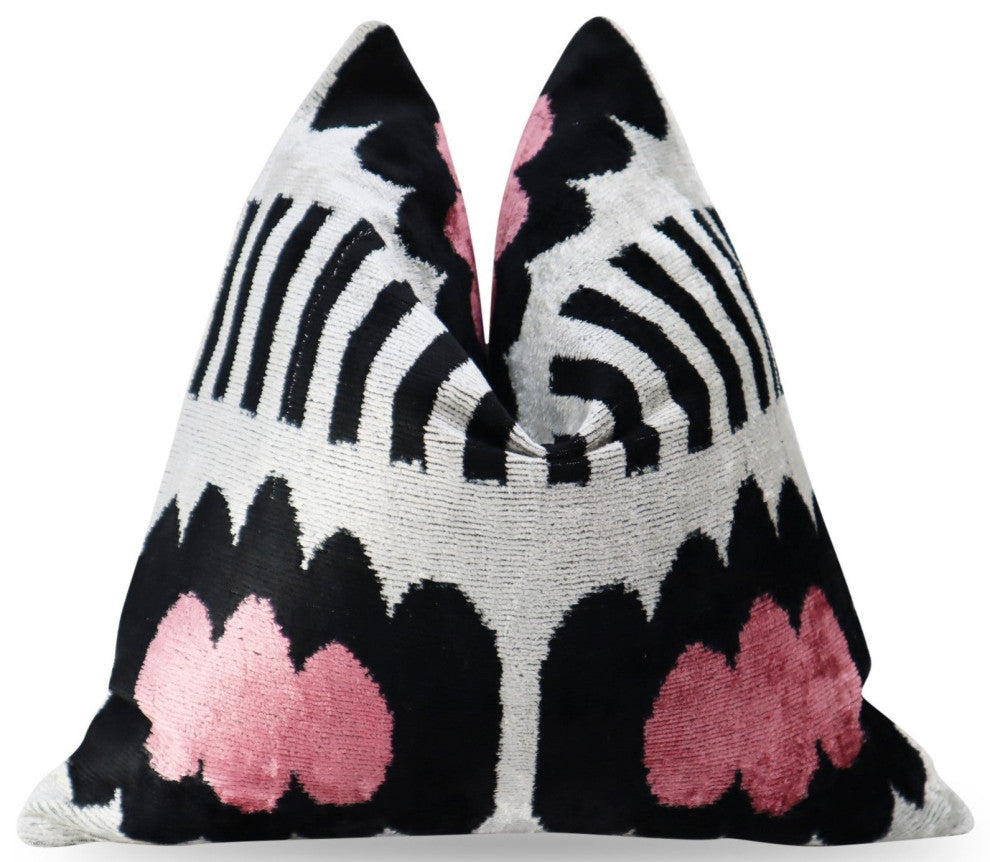 Canvello Pink Black White Pillows With Decorative Cover 16"x16"