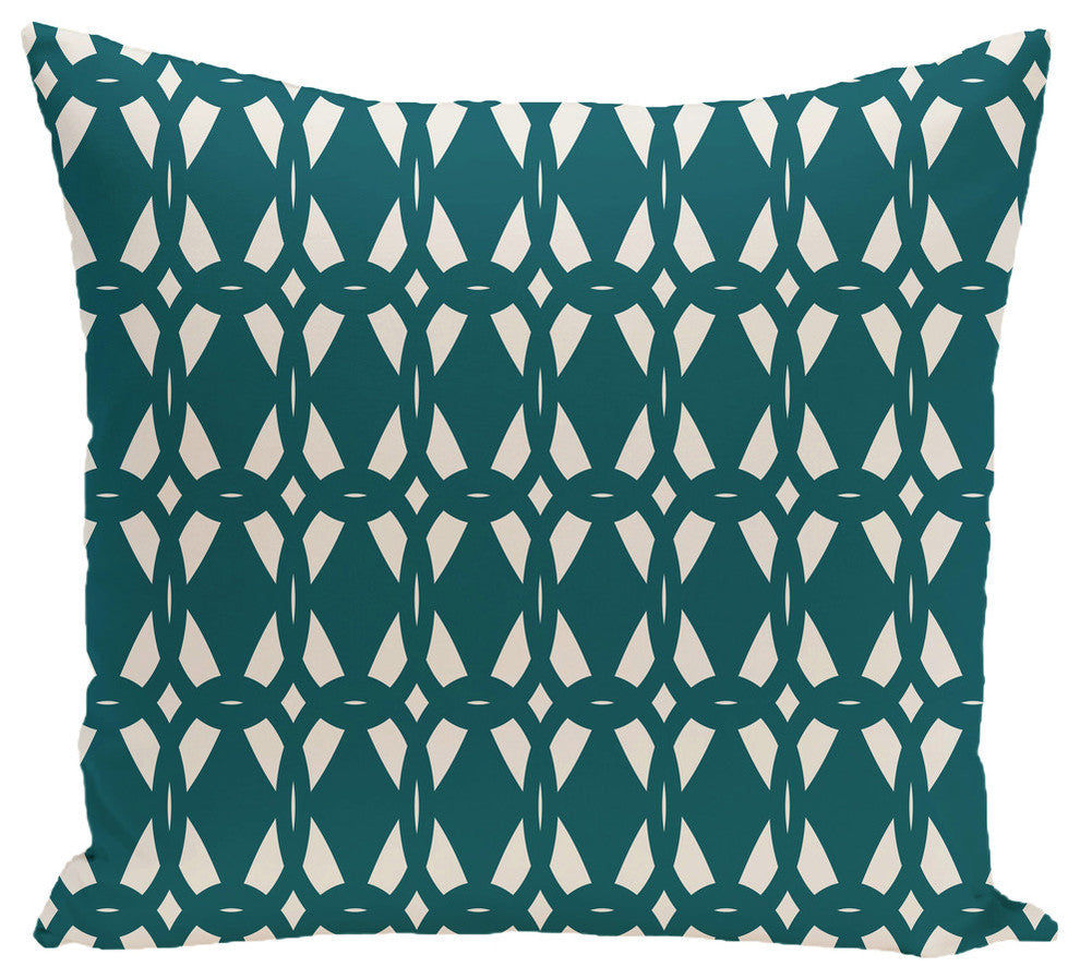 Geo-Craze Geometric Print Pillow, Teal, 26"x26"