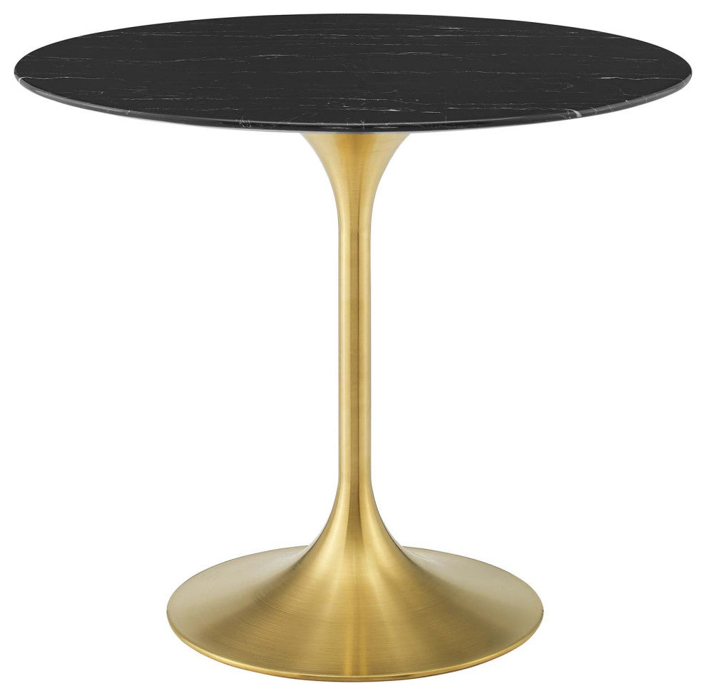 Lippa 36" Artificial Marble Dining Table, Gold Black