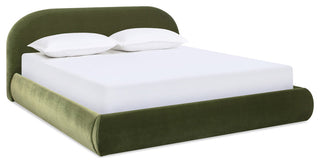 Archie Mid-Century Modern Arched Headboard Platform Bed, Olive Green, King
