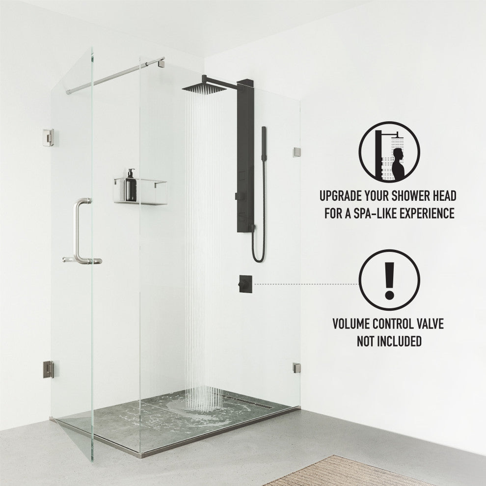 Orchid 39" H x 4" W 2-Jet Retro Shower Panel with Square Shower Head, Matte Black