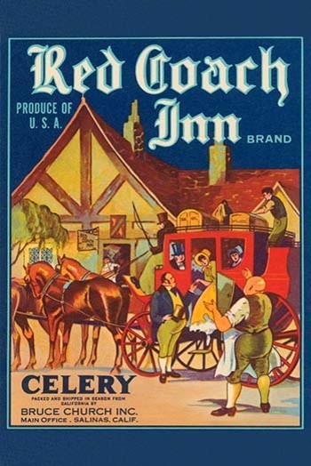 Red Coach Inn Celery- Gallery Wrapped Canvas Art 28" x 42"