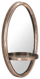 Antiqued Gold Oval Mirror With Petite Shelf
